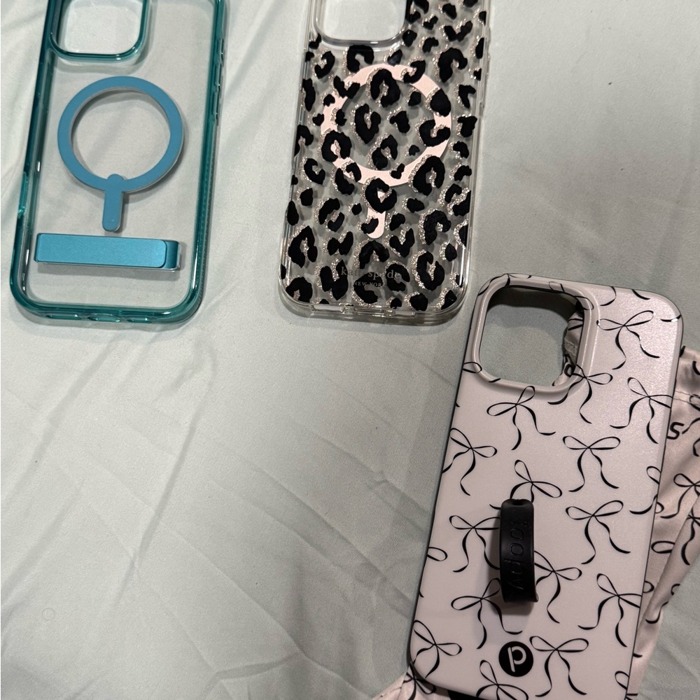 Stylish Phone Case Set - Leopard, Bow, and Teal Designs